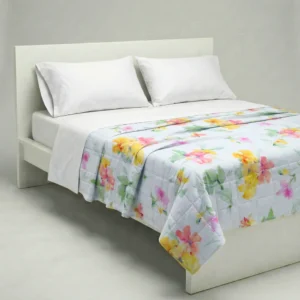 Trapunta raso stampato fiori